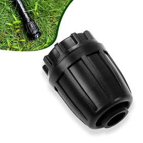 Spalolen half-inch end cap on drip line seals the connection for a leak-free setup.