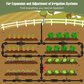 Spalolen multi-use irrigation setup for gardens, greenhouses, and hydroponics.