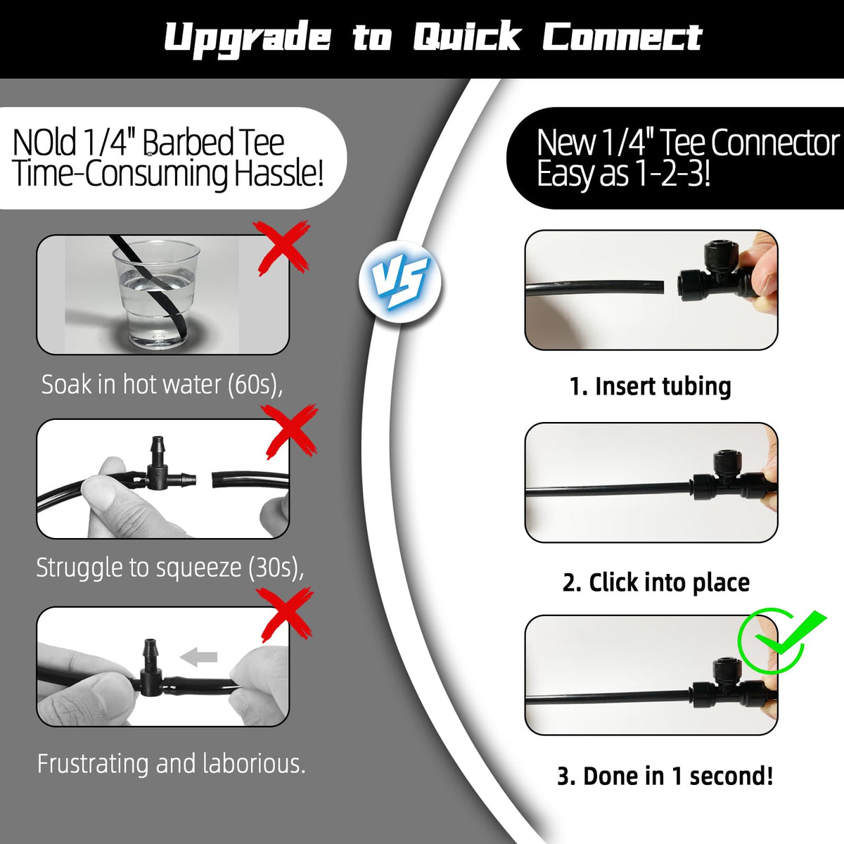 Spalolen quick-connect elbow connector for turning 90 degrees in drip lines