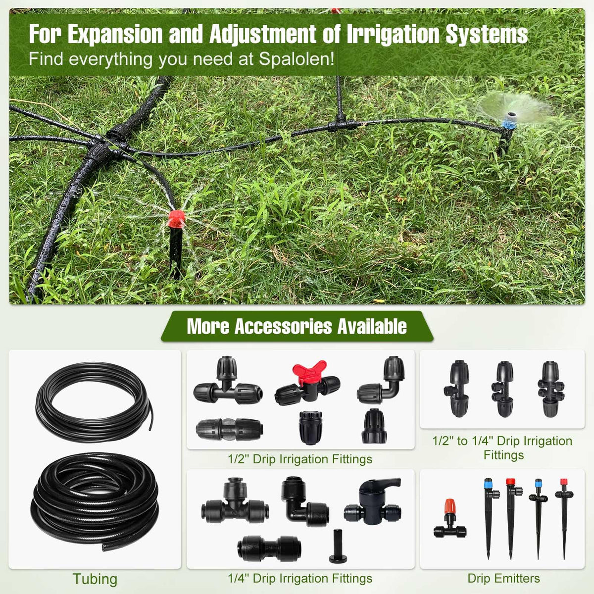 Spalolen quick-connect emitter simplifies tubing connections.