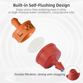 Spalolen self-cleaning emitter helps prevent clogs in outdoor beds