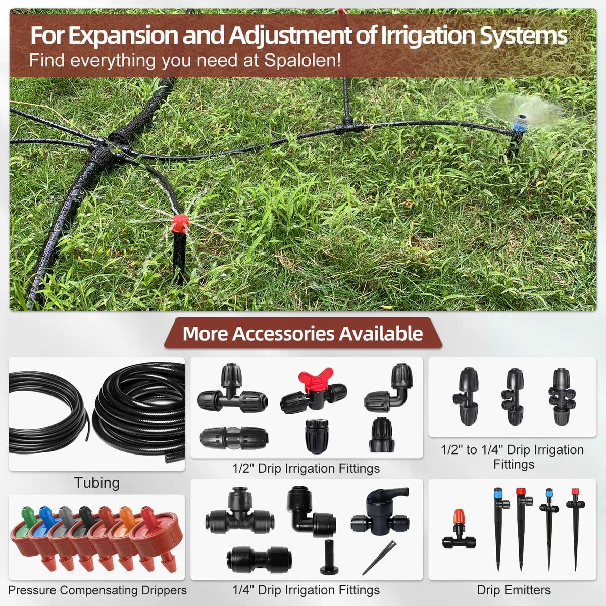 Spalolen spot watering emitters set for versatile garden layouts