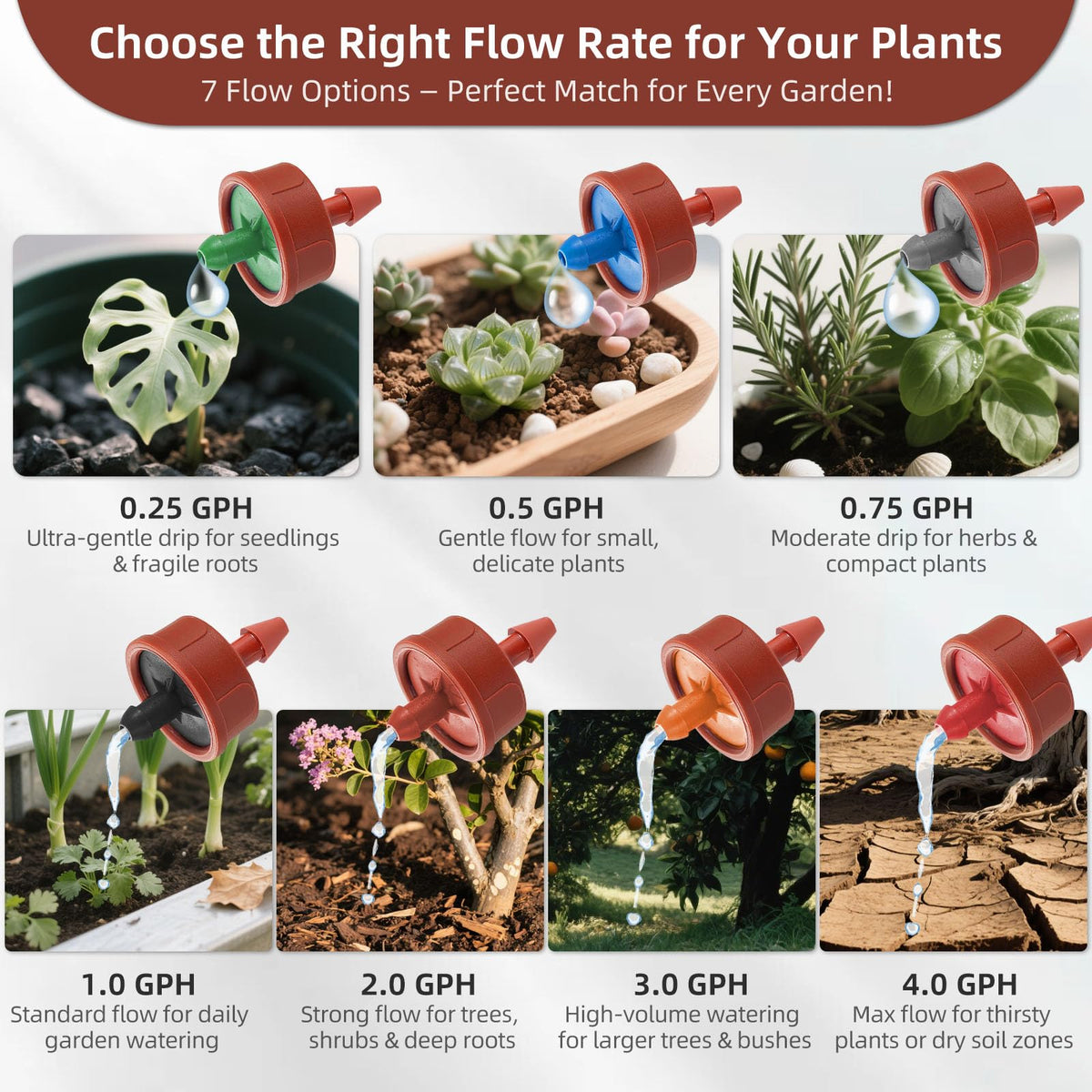 Spalolen variable flow option adapts to delicate plants and shrubs