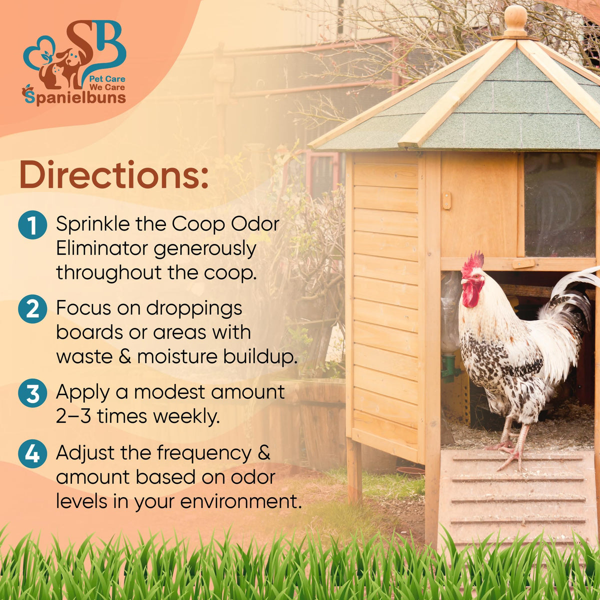 Spanielbuns OdorGuard application in coop blocks ammonia odors.