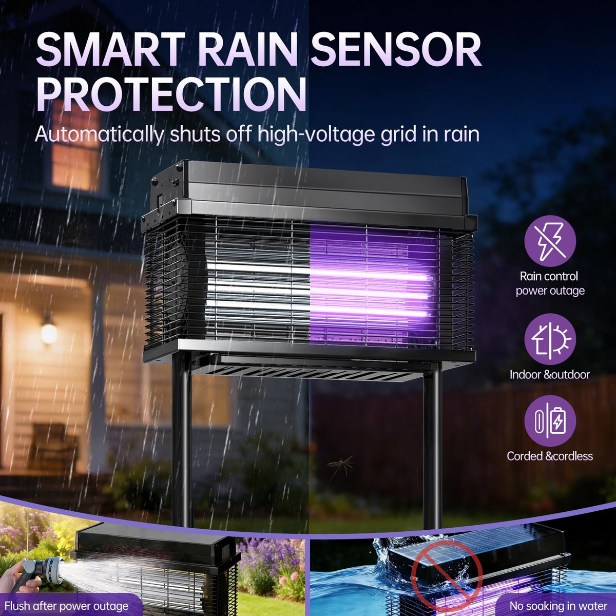 Spansol solar bug zapper 4000v-grid detail demonstrates effective gnats control.