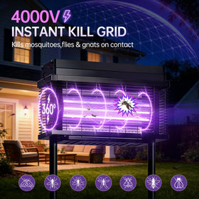 Spansol solar bug zapper back view emphasizing wide-area coverage.