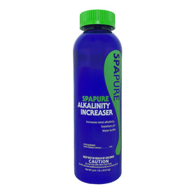 SpaPure Alkalinity Increaser 16oz bottle pour helps stabilize pH and reduce corrosion risk.