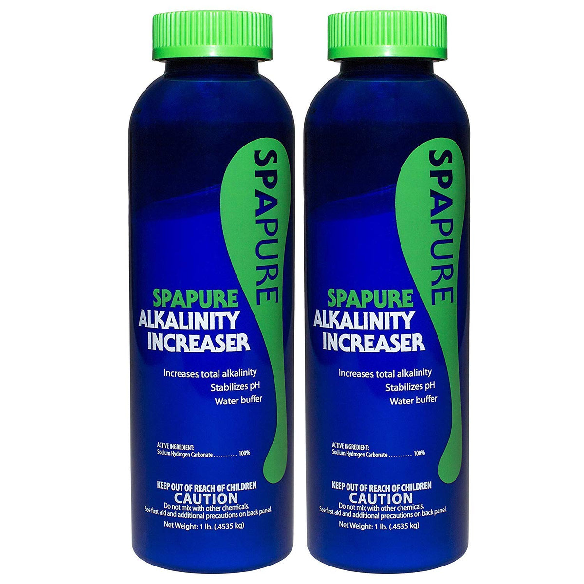 SpaPure Alkalinity Increaser 2-pack bottle helps stabilize pH and protect spa equipment.
