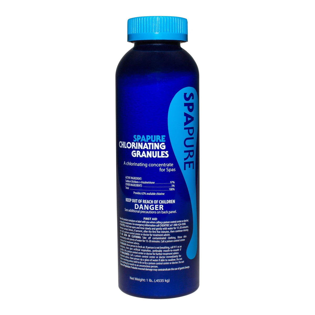 SpaPure Granulated Chlorine bottle for spa disinfection and clear water