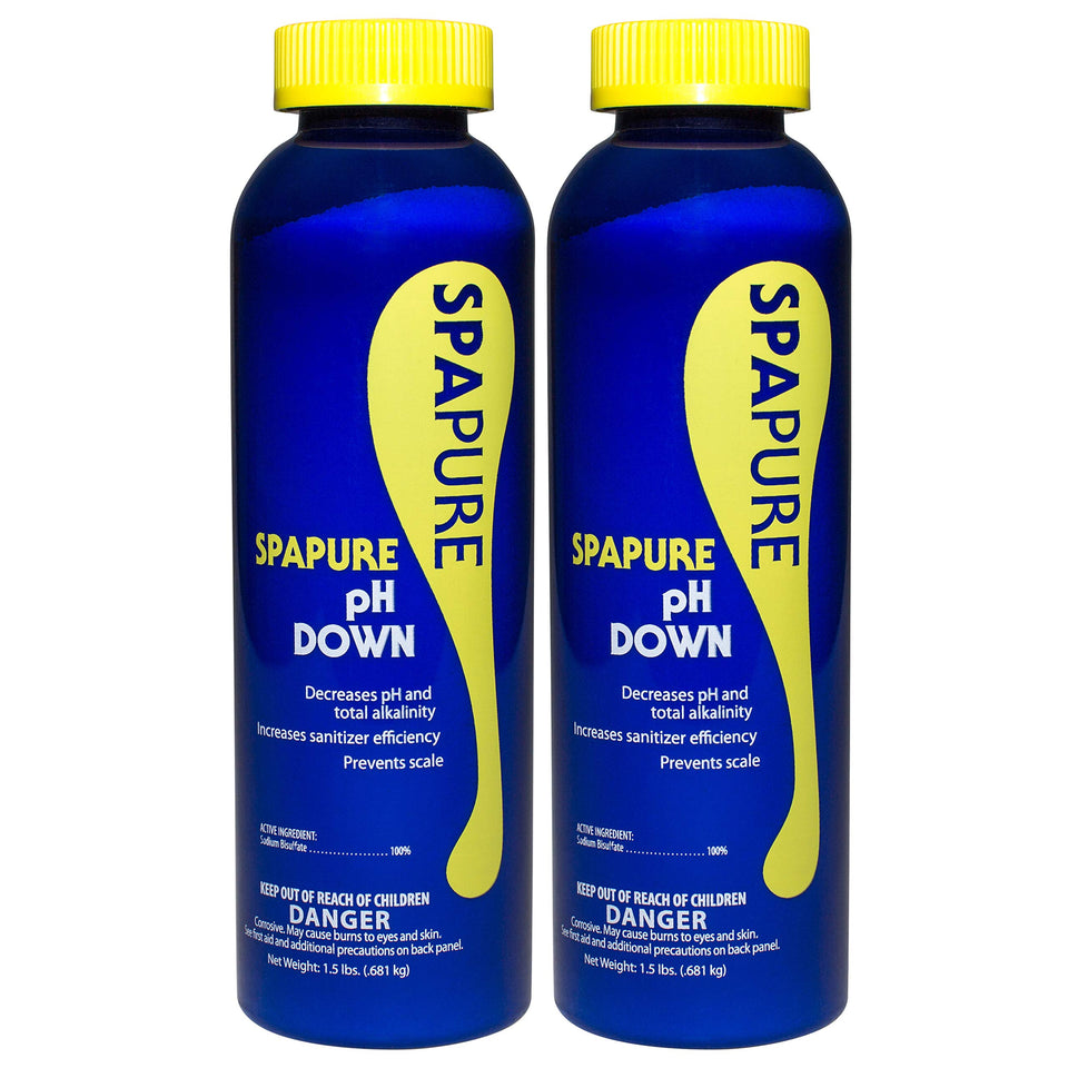 SpaPure pH Down bottle balancing spa water and protecting equipment.