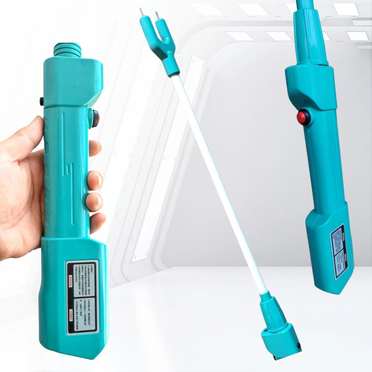 Spark Future cattle prod with glare torch light improves visibility in darkness.
