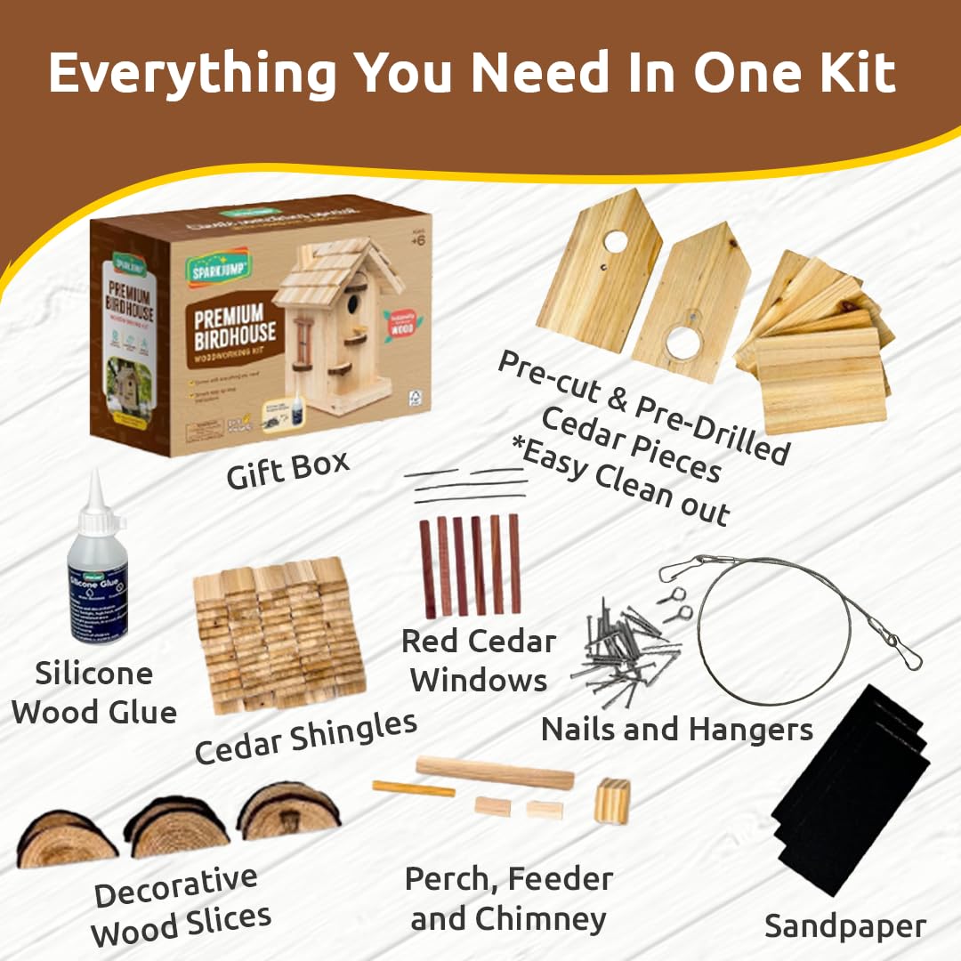 SparkJump cedar shingles add authentic roofing look to your bird house project.