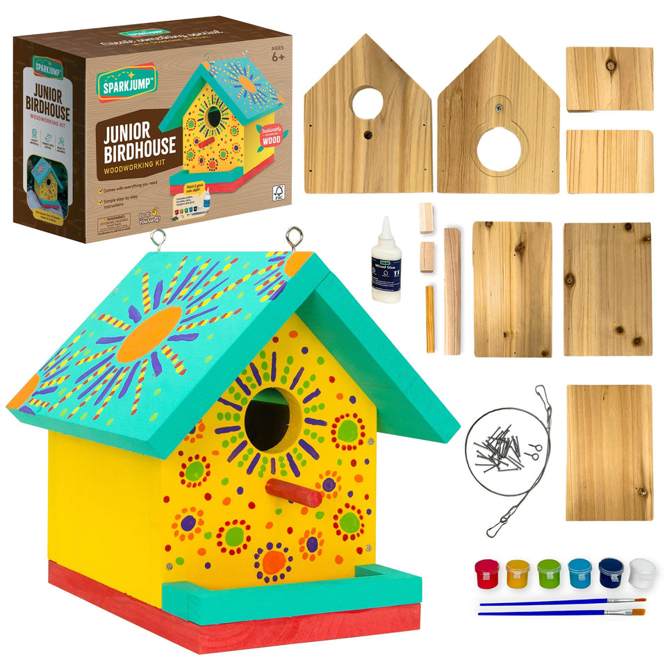 SparkJump Jr cedar pieces ready for a family-friendly assembly outdoors