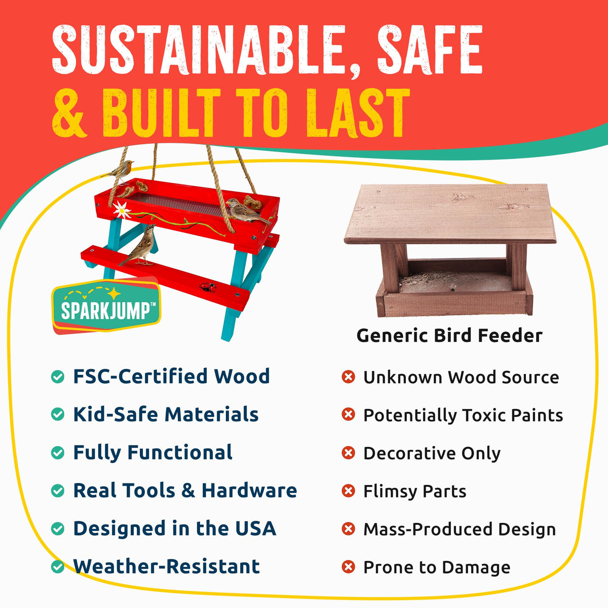 SparkJump sustainable FSC-certified wood supports eco-friendly backyard projects.