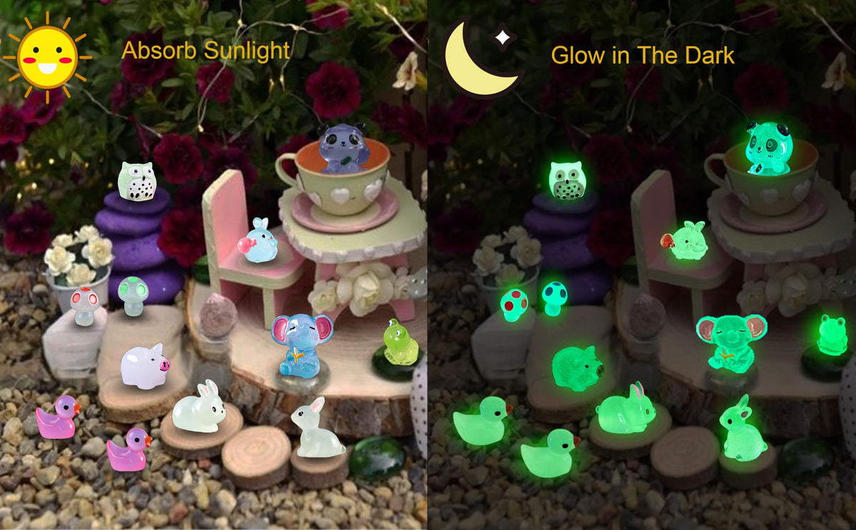 SparkleFab glow rabbit resin mini enhances terrariums with gentle evening charm.