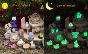 SparkleFab glow rabbit resin mini enhances terrariums with gentle evening charm.