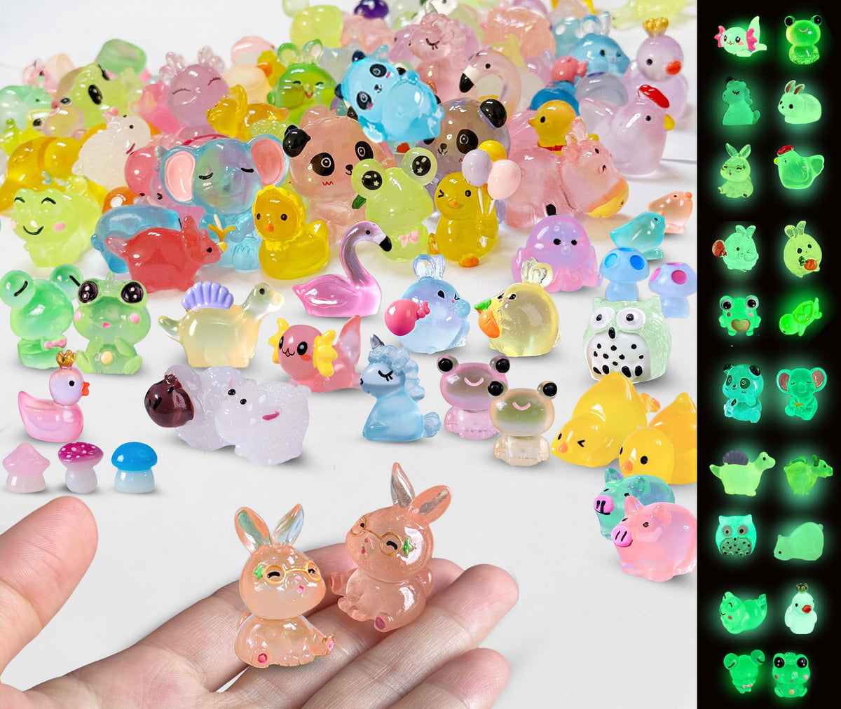 SparkleFab luminous mini resin animals glow softly for fairy gardens