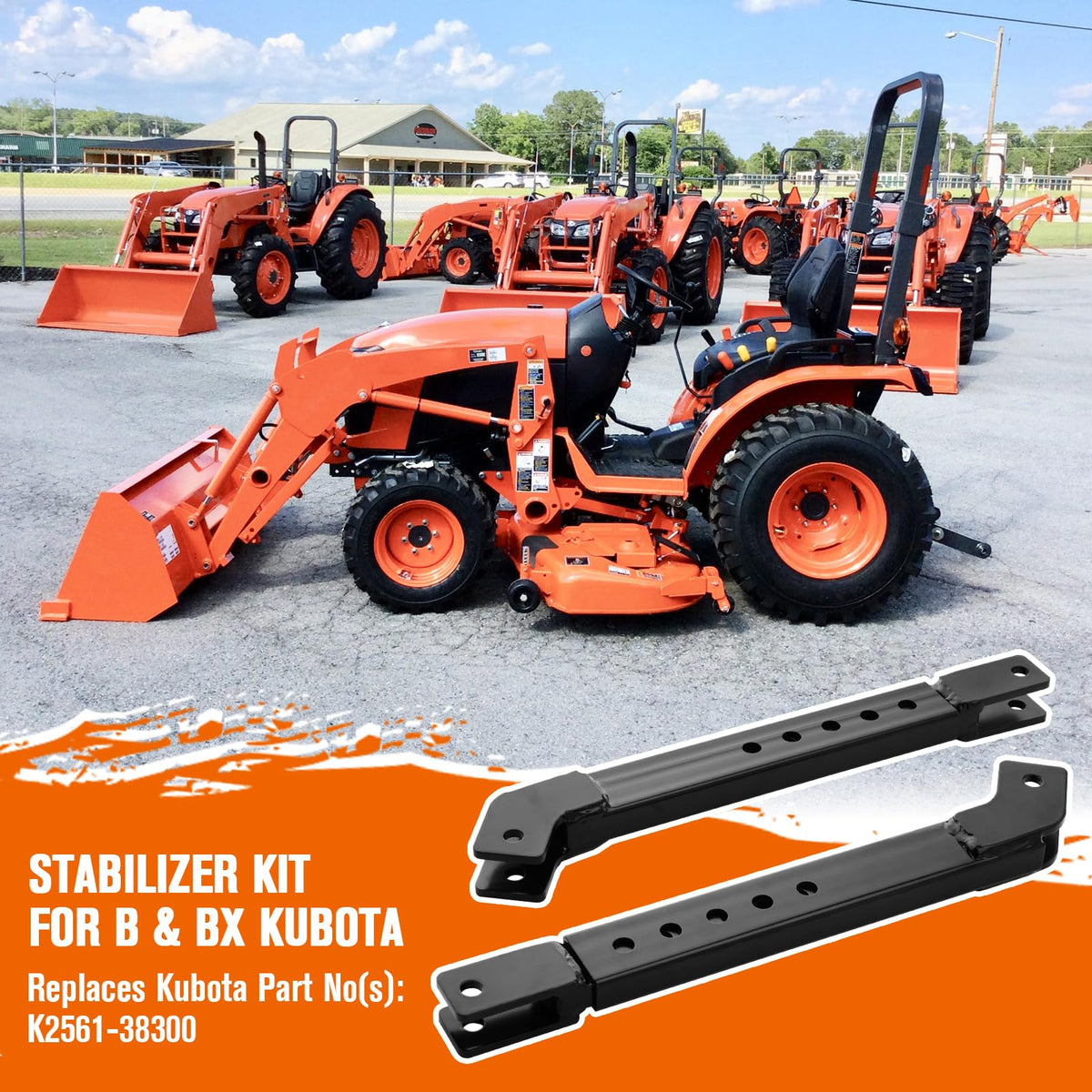 SparkWhiz stabilizer kit showing easy adjustment feature for Kubota compatibility.