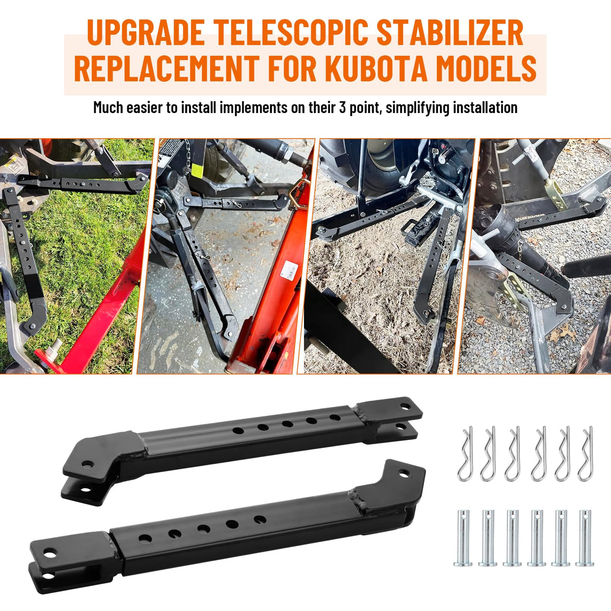 SparkWhiz three-point stabilizer installed on a tractor to reduce sway.