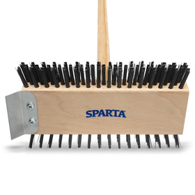 SPARTA Broiler Master grill brush shows double-sided bristles for stubborn residue.