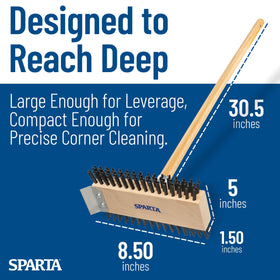 SPARTA Broiler Master grill brush features a wooden handle for comfort.
