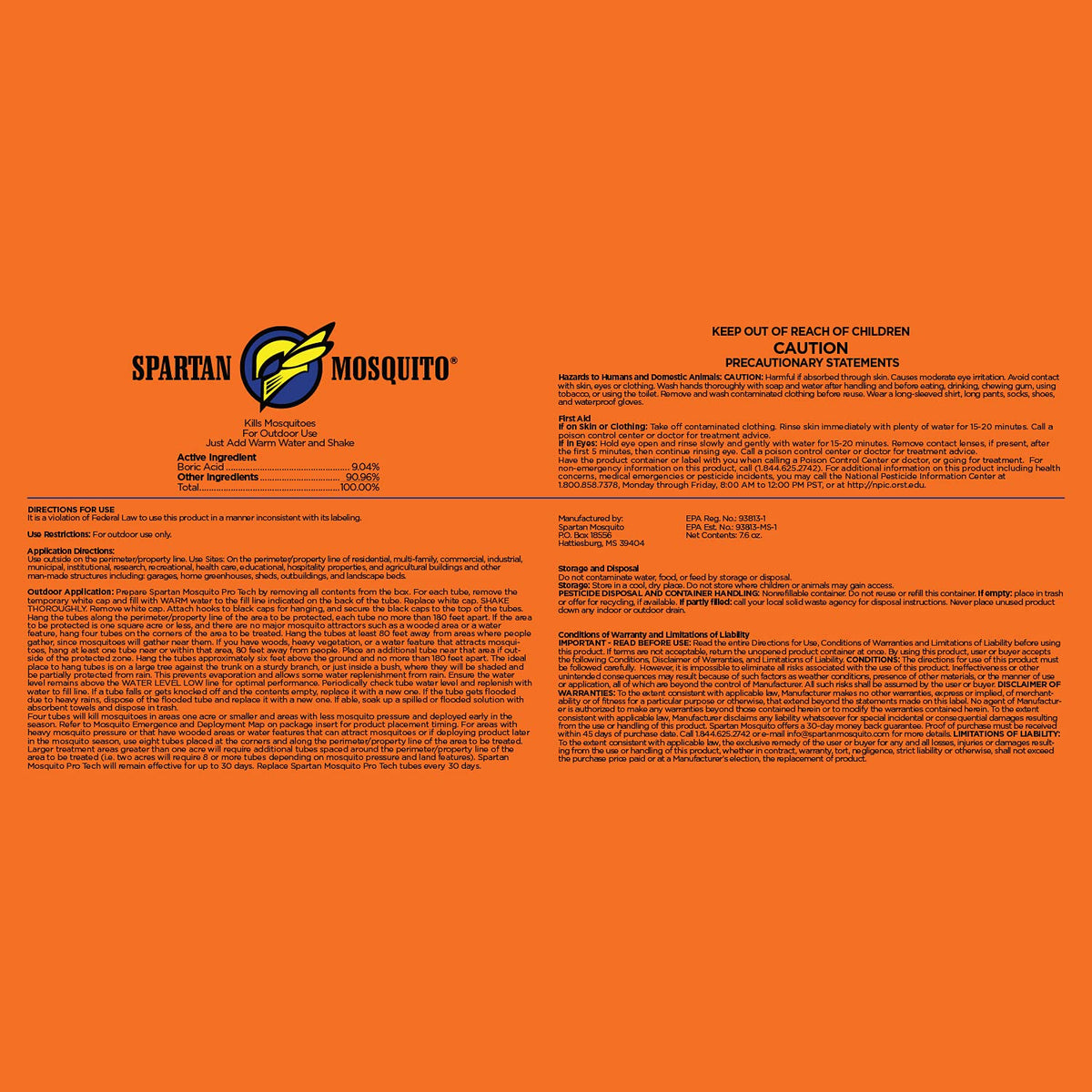 Product components laid out for quick setup of SPARTAN MOSQUITO Pro Tech.