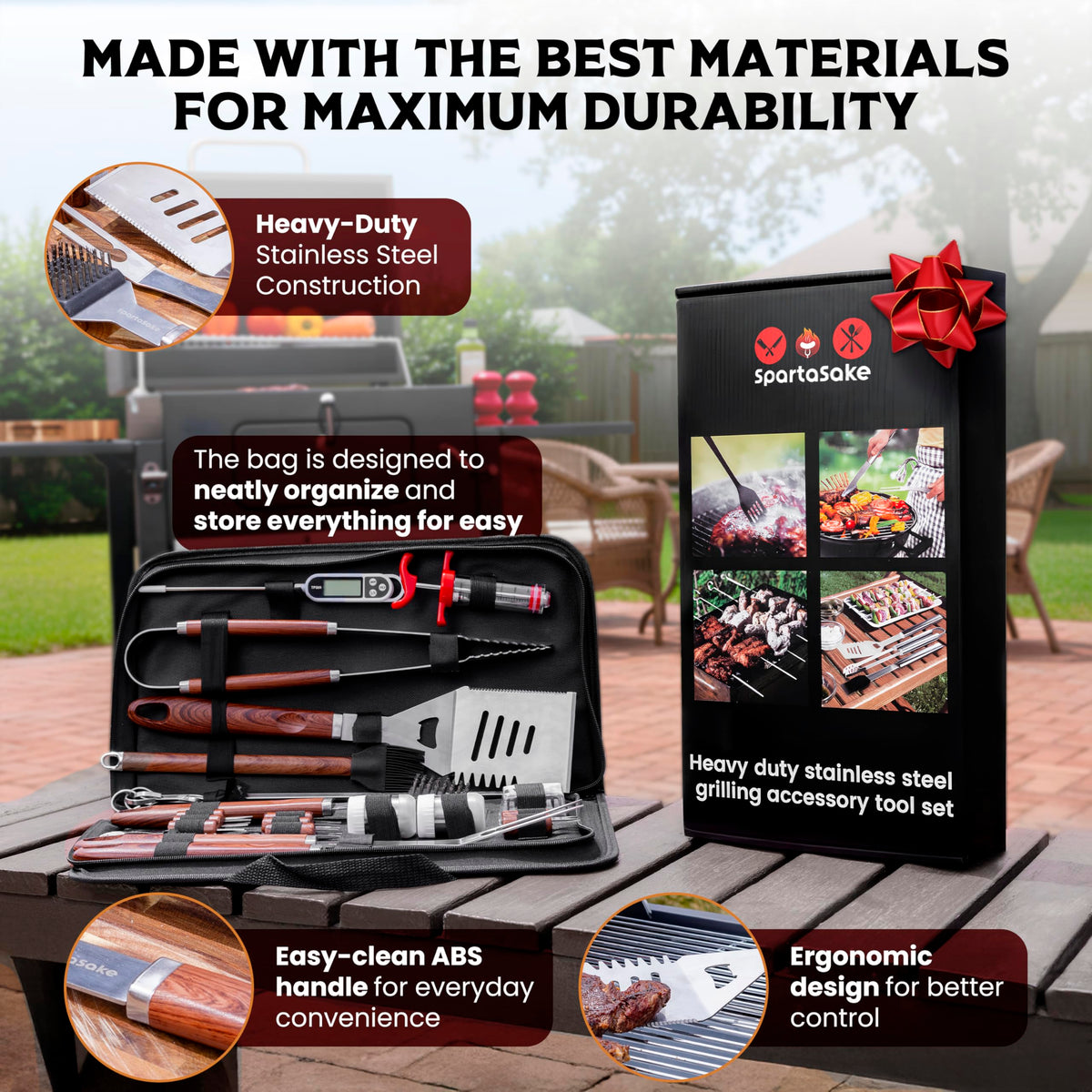 SpartaSake BBQ knife designed for precise cuts on the grill.