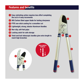 Spear and Jackson Razorsharp loppers demonstrating ratchet action for thick cuts.