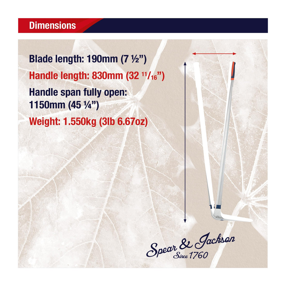 Spear & Jackson Razorsharp Edging Shears weigh 3.2 pounds for balanced control.