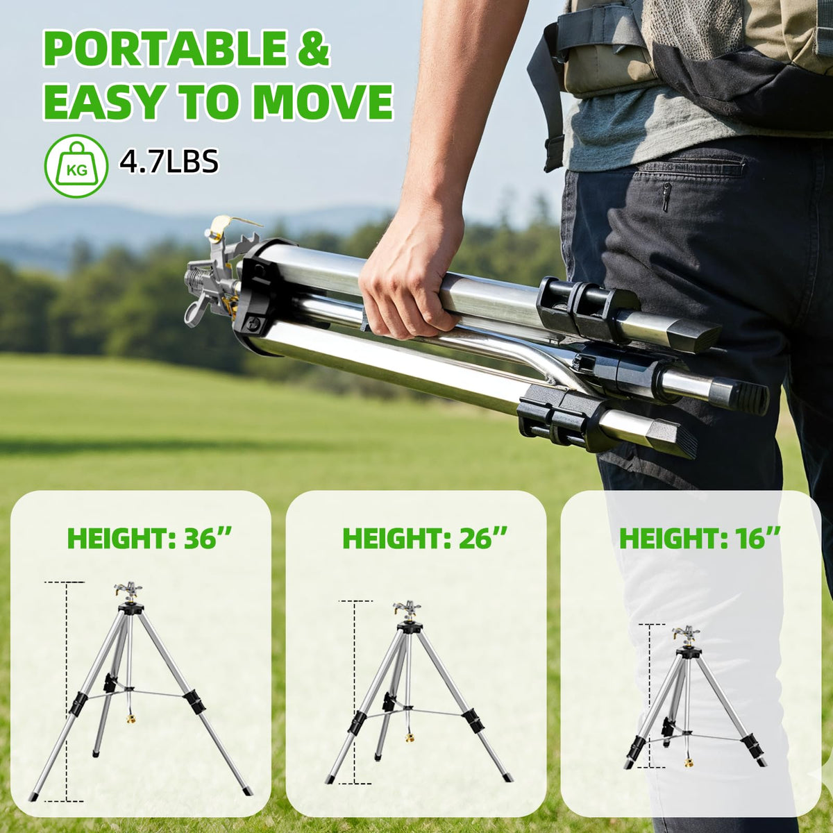 SPECILITE 360 swivel hose fitting enables easy setup and flexible spray.