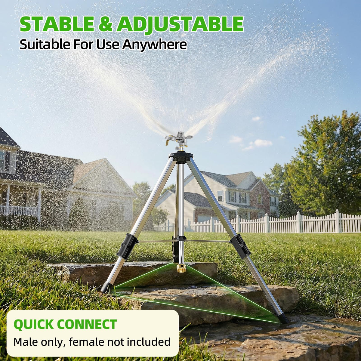 SPECILITE adjustable-height sprinkler for targeting beds, shrubs, or lawns.