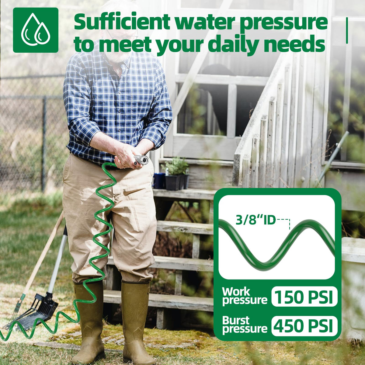 SPECILITE durable EVA hose withstands cold and wear for outdoor use.