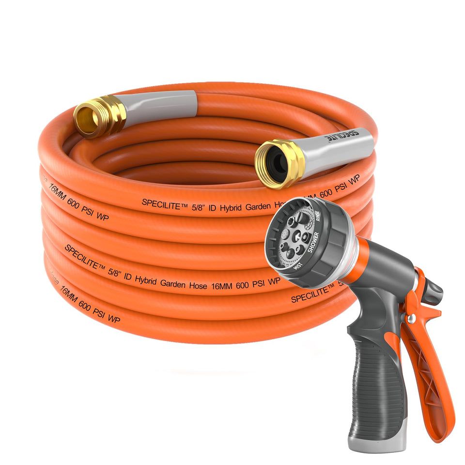 SPECILITE Garden Hose 25ft extended reach for effortless front and backyard watering.