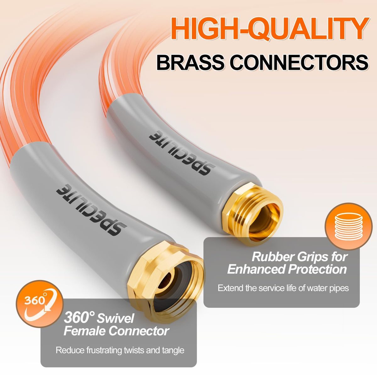 SPECILITE leak-proof and kink-resistant end prevents leaks and tangles