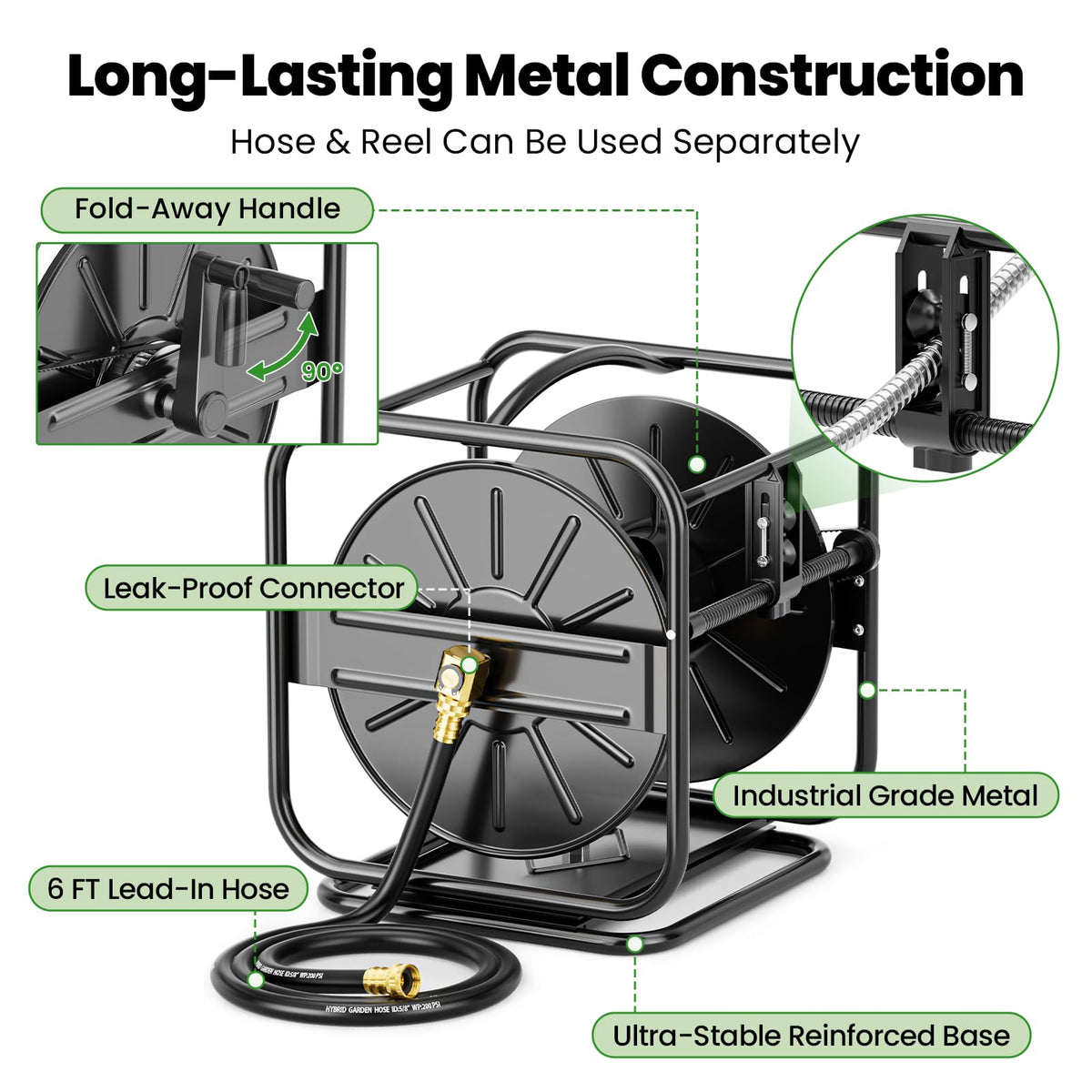 SPECILITE outdoor reel withstands sun, rain, and frost for lasting use.