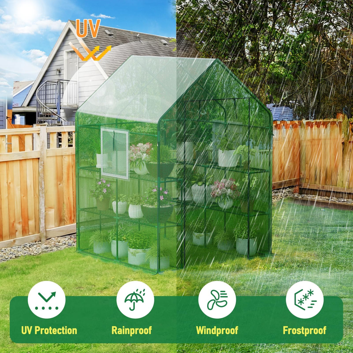 SPECILITE greenhouse entrance open for easy potting and maintenance