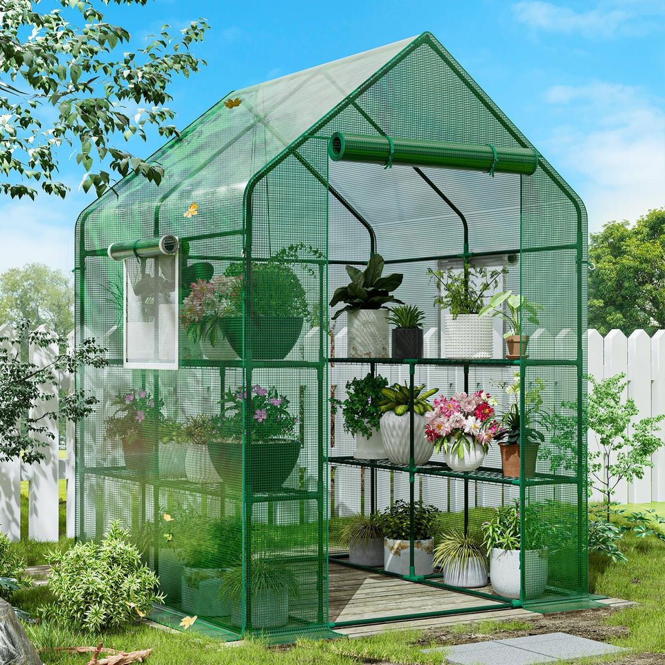 SPECILITE walk-in greenhouse exterior front view, spacious interior for multiple plants