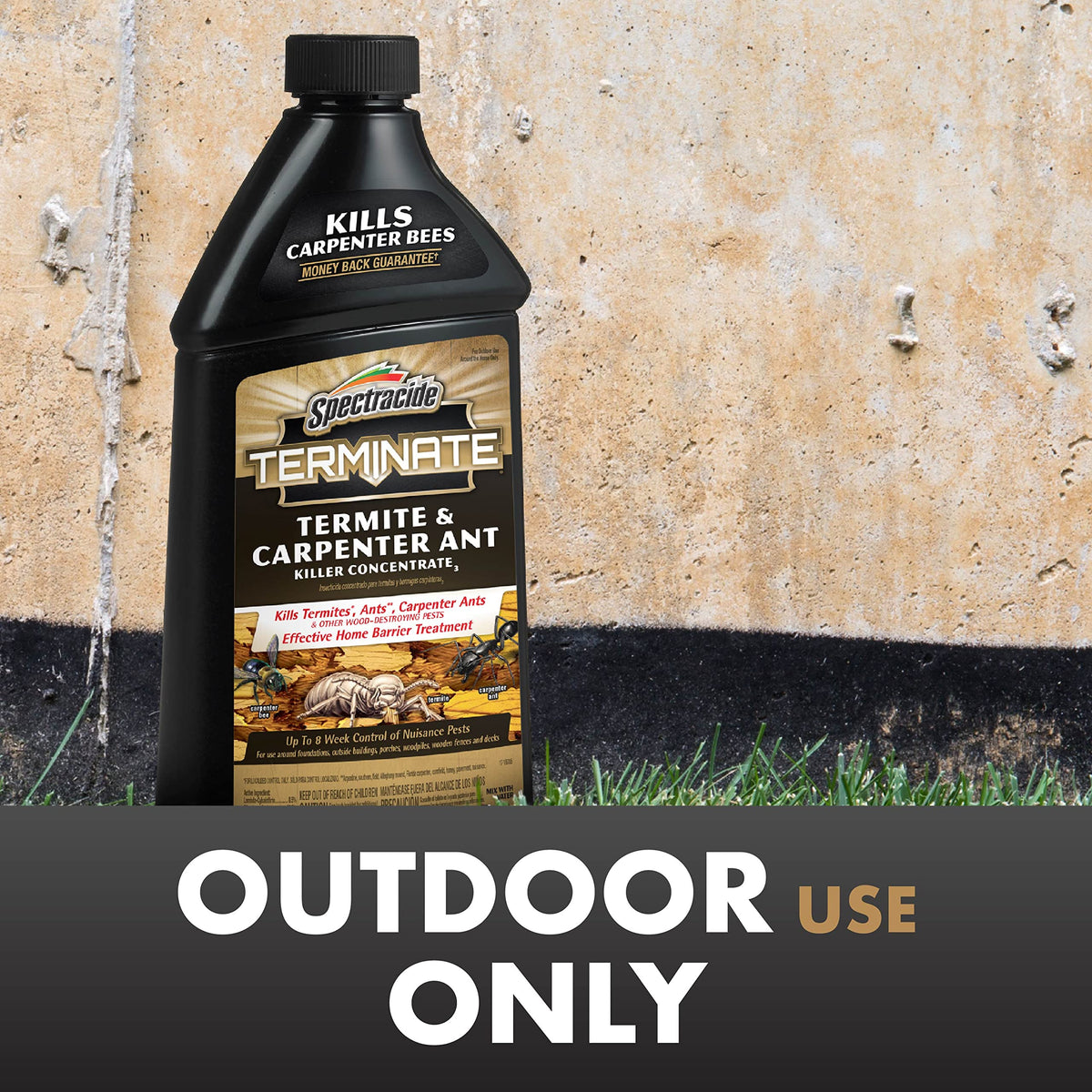 Spectracide 96410 Termite Killer concentrate being mixed with water for outdoor use.