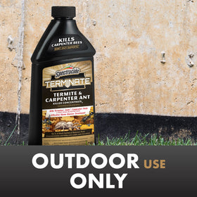 Spectracide 96410 Termite Killer concentrate being mixed with water for outdoor use.