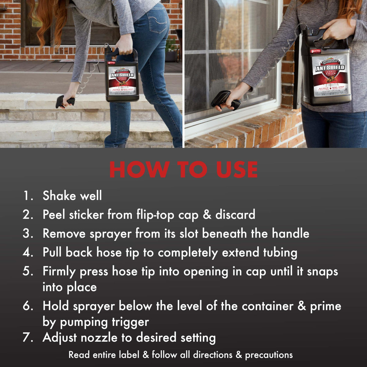 Spectracide Ant Shield applied along baseboards and cracks to deter ants.