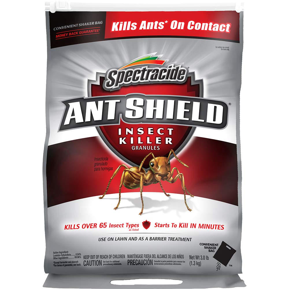 Spectracide Ant Shield Granules on an anthill for quick outdoor control.