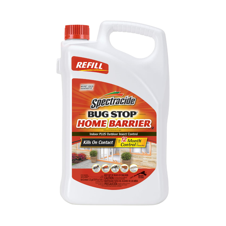 Spectracide Bug Stop Home Barrier2 refill bottle – odor-free indoor/outdoor control.