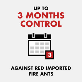 Label notes season-long control up to three months for Spectracide Fire Ant Shield.