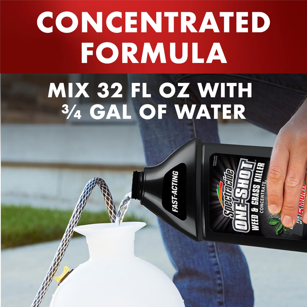 Spectracide One-Shot water-mix instructions showing up to 500 sq ft coverage.
