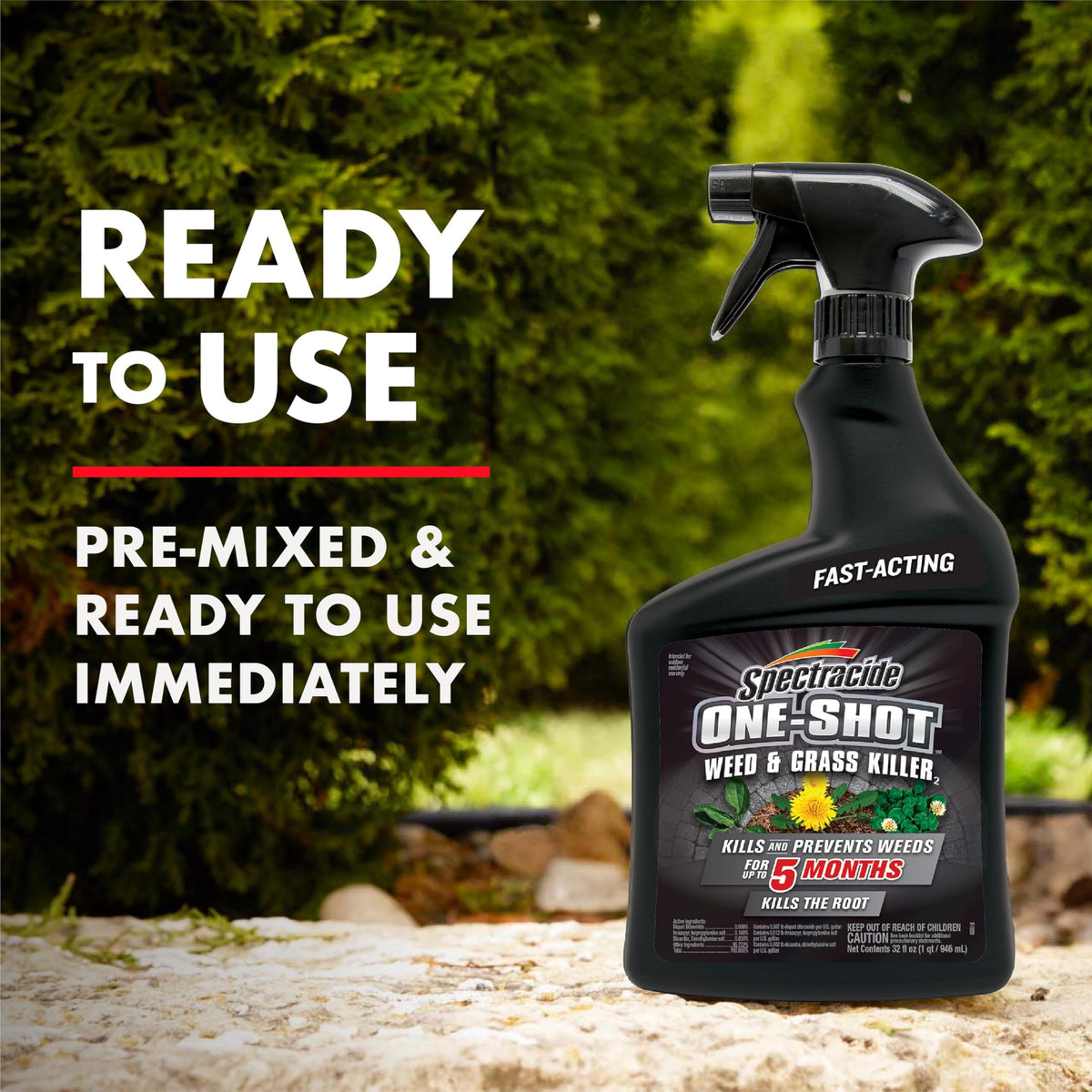 Spectracide-One-Shot applying weed killer to cracked pavement