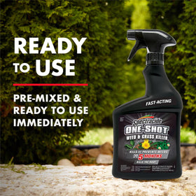 Spectracide-One-Shot applying weed killer to cracked pavement