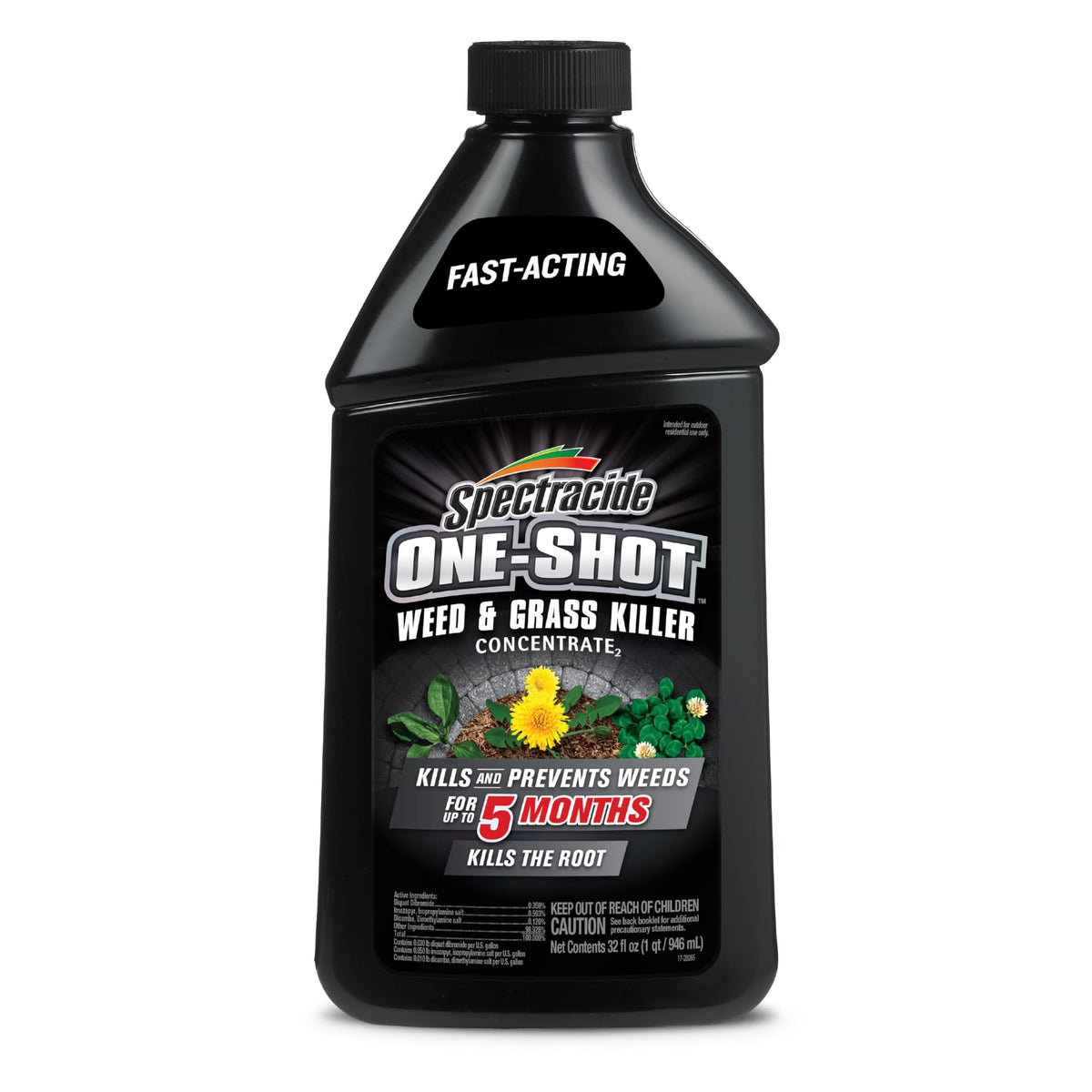 Spectracide One-Shot weed killer bottle ready for curbside control.