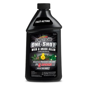 Spectracide One-Shot weed killer bottle ready for curbside control.