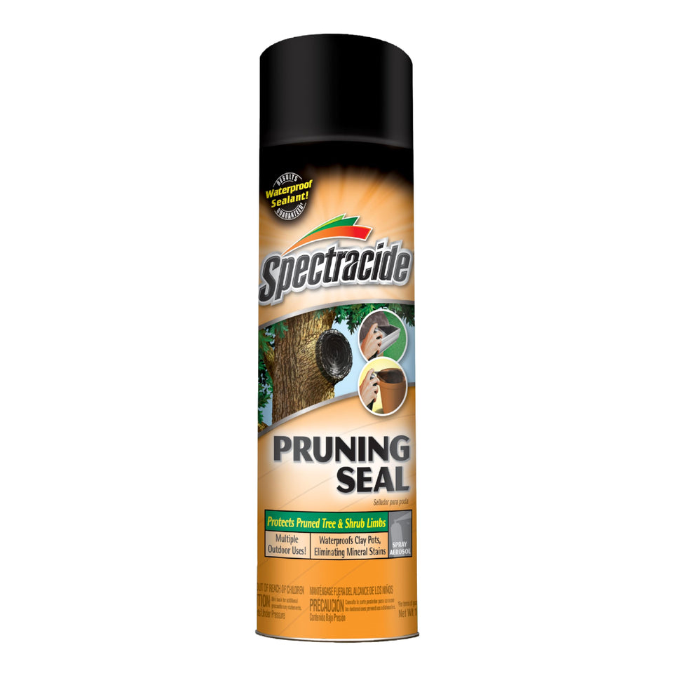 Spectracide Pruning Seal aerosol seals pruning wounds to protect against moisture.