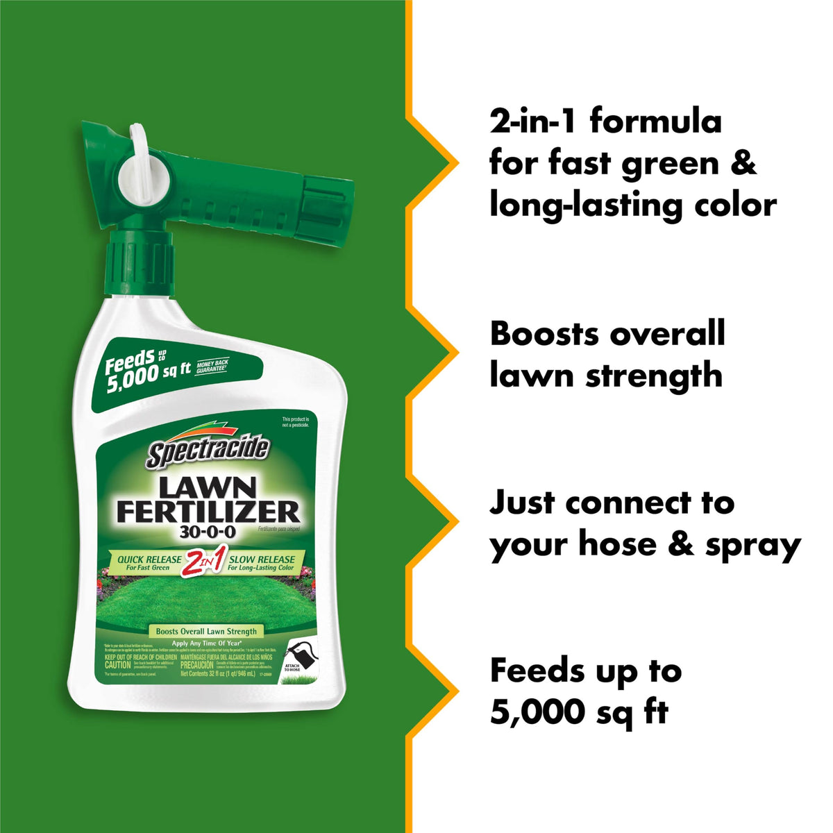 Spectracide QuickFlip hose-end sprayer attached for mess-free lawn application